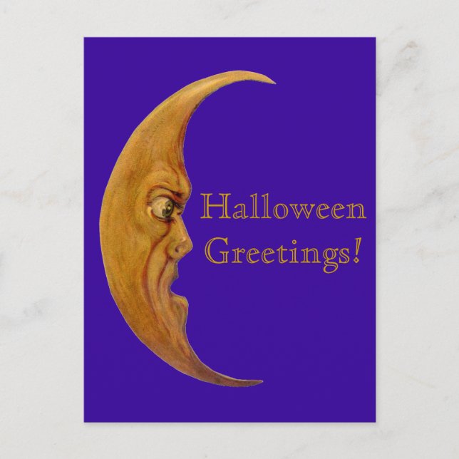 Postale Carte de voeux vintage Angry Moon Halloween (Devant)