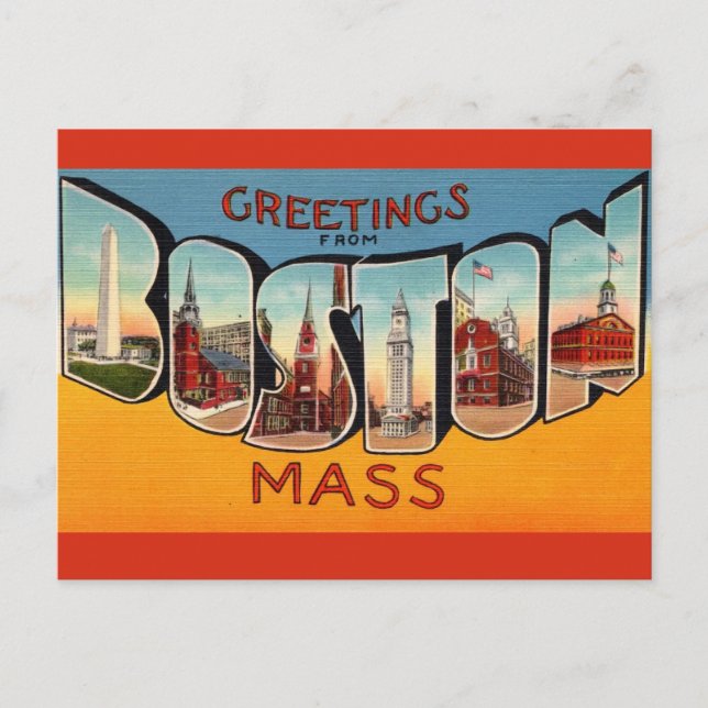 Postale Carte de vœux vintage Boston (Devant)