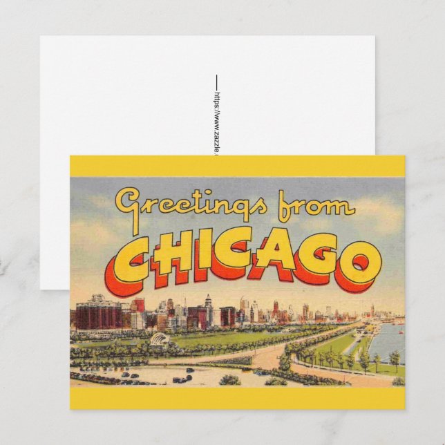 Postale Carte de vœux vintage de Chicago  (Devant / Derrière)