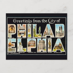 Postale Carte de vœux vintage de Philadelphie 