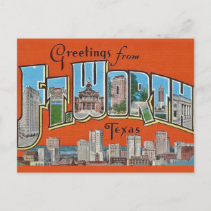 Postale Carte de vœux vintage  Fort Worth TX 
