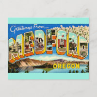 Carte de vœux vintage Medford Oregon