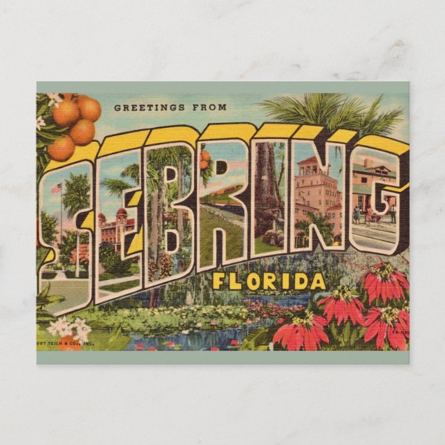 Postale Carte de vœux vintage Sebring Floride (Devant)