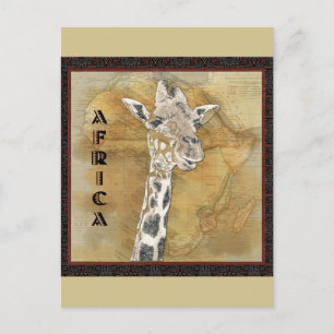 Postale Carte de voyage Afrique de la Giraffe vintage