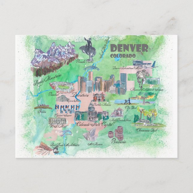 Postale Carte de voyage de Denver Colorado  (Devant)