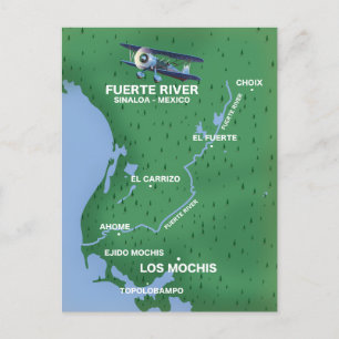 Postale Carte de voyage de la rivière Fuerte Sinaloa, Mexi