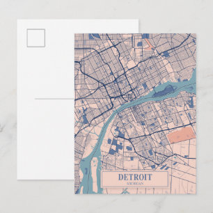 Postale Carte de voyage de la ville venteuse de Détroit Mi
