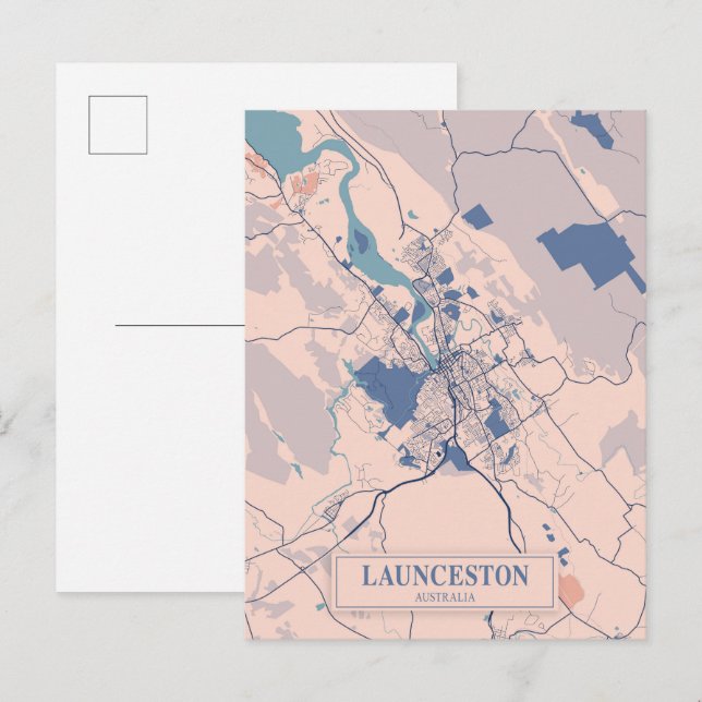 Postale Carte de voyage de la ville venteuse de Launceston (Devant / Derrière)