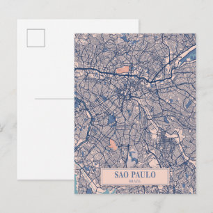 Postale Carte de voyage de la ville venteuse de Sao Paulo