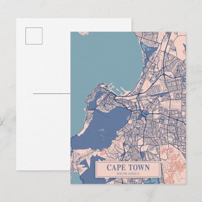 Postale Carte de voyage de la ville venteuse du Cap Afriqu (Devant / Derrière)
