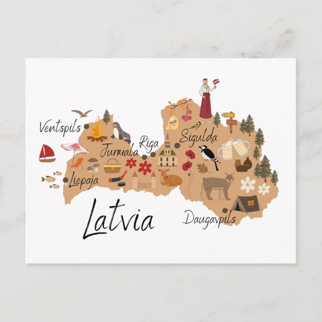 Postale carte de voyage de Lettonie (Devant)