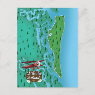 Postale Carte de voyage de l'île Amelia en Floride.