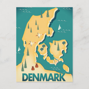Postale Carte de voyage de style vintage Danemark