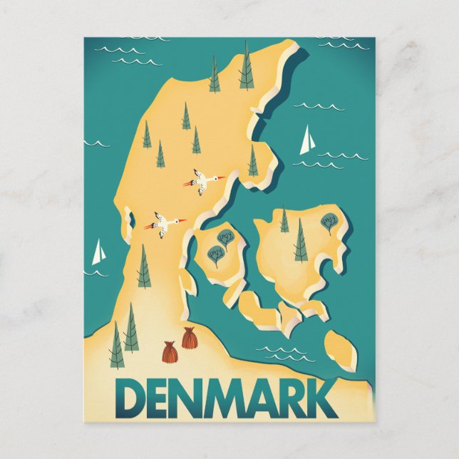 Postale Carte de voyage de style vintage Danemark (Devant)