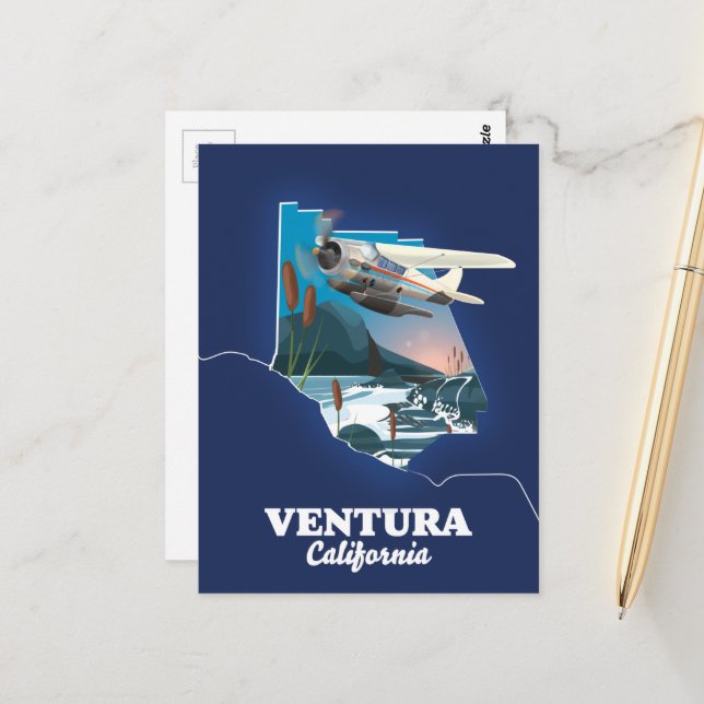 Postale Carte de voyage de Ventura Californie (Devant/Arrière en situation)