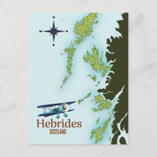Postale Carte de voyage des Hébrides en Ecosse.