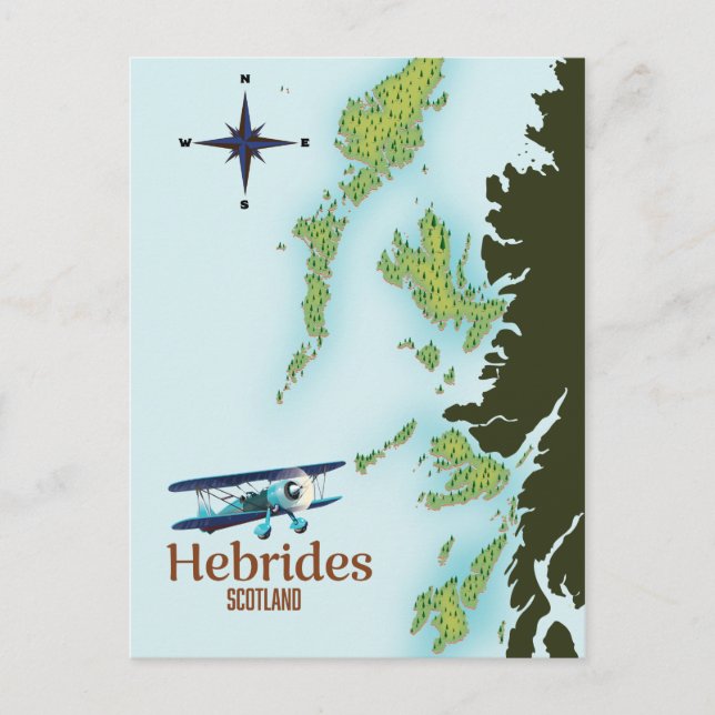 Postale Carte de voyage des Hébrides en Ecosse. (Devant)