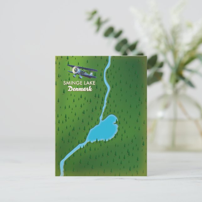 Postale carte de voyage du lac Sminge Danemark (Debout devant)
