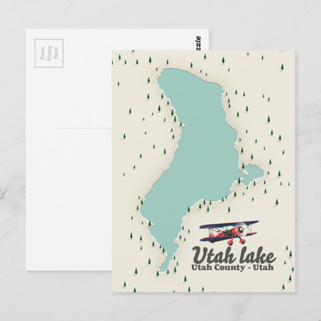 Postale Carte de voyage du lac Utah, Utah (Devant / Derrière)