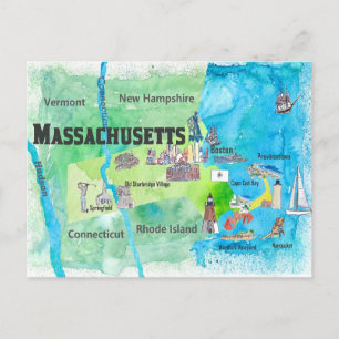 Postale Carte de voyage du Massachusetts