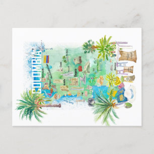 Postale Carte de voyage illustrée Colombie