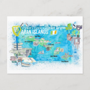 Postale Carte de voyage illustrée des Îles Aran Irlande