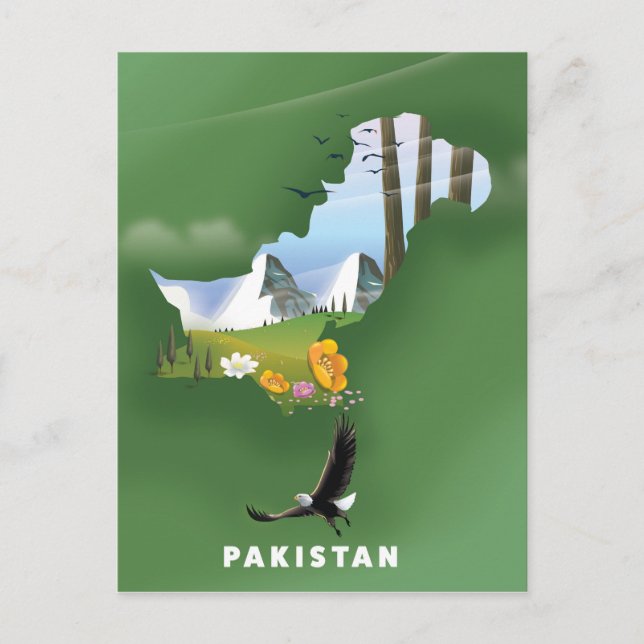 Postale Carte de voyage illustrée du Pakistan. (Devant)