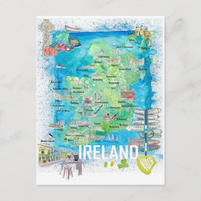 Postale Carte de voyage illustrée Irlande (Devant)