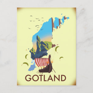 Postale carte de voyage viking de la mer Baltique Gotland