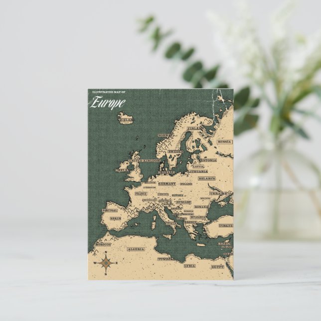 Postale Carte de voyage vintage de l'Europe (Debout devant)