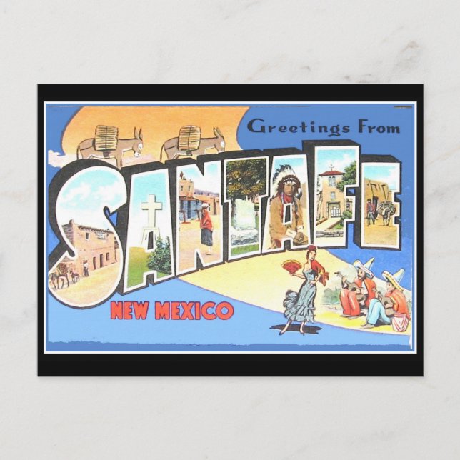 Postale Carte de voyage vintage de Santa Fe (Devant)