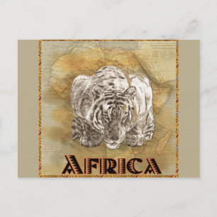 Postale Carte de voyage vintage Tiger Afrique