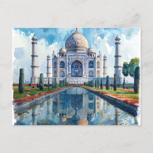 Postale Carte d'eau Taj Mahal India