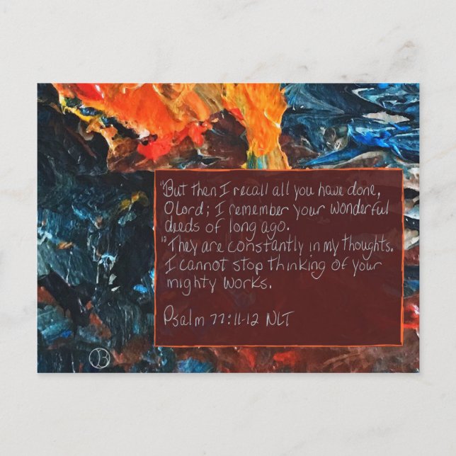 Postale Carte d'écriture Psaume 77:11-12 (Devant)