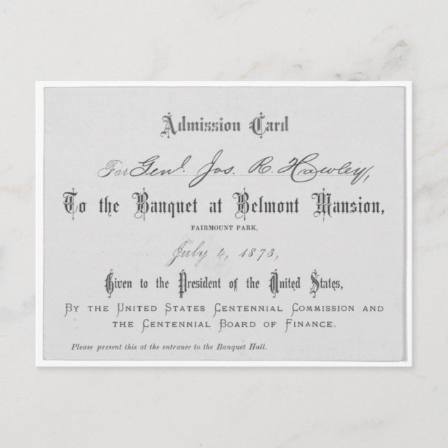 Postale Carte d'entrée de la banque présidentielle (Devant)