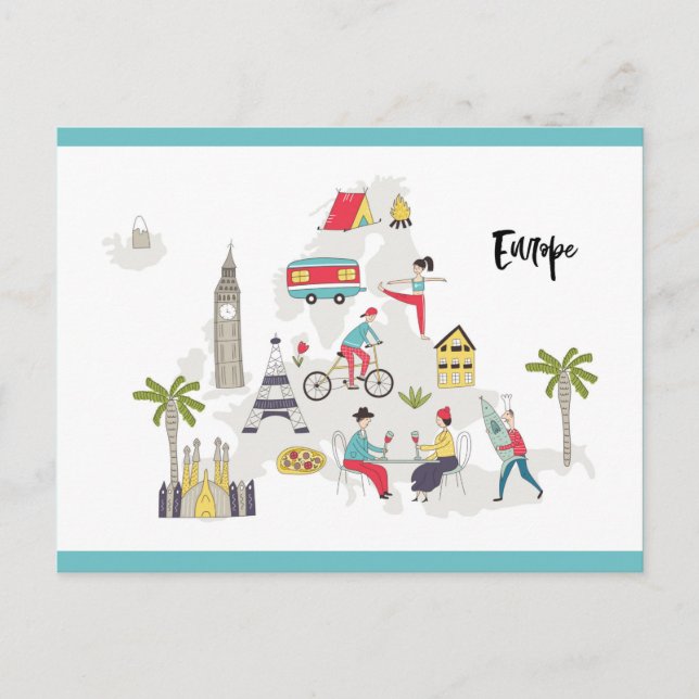 Postale Carte des activités en Europe (Devant)