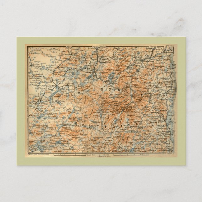 Postale Carte des Adirondacks 1909 du guide de voyage de B (Devant)
