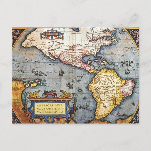Postale Carte des Amériques 1587 (Devant)