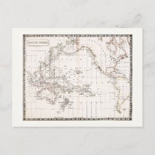 Postale Carte des années 1800 de l'océan Pacifique