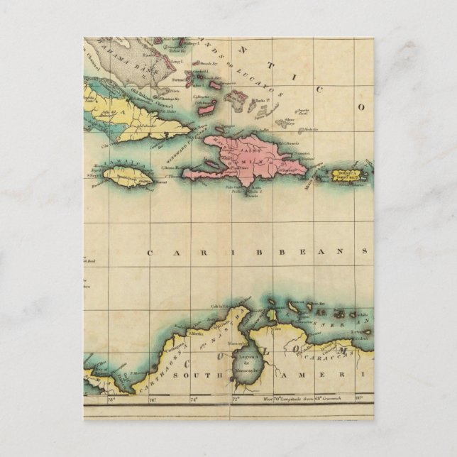 Postale Carte Des Antilles (Devant)