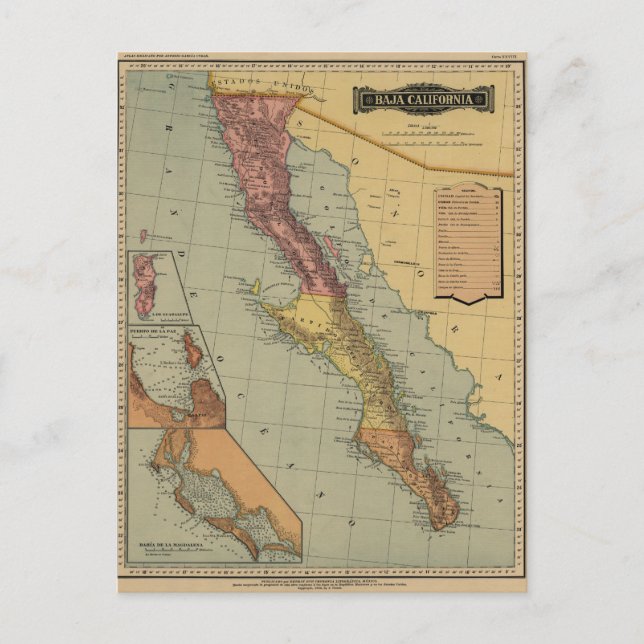 Postale Carte des antiquités de la Basse Californie (Devant)