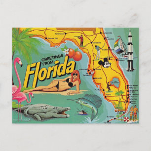 Postale Carte des attractions de Floride 