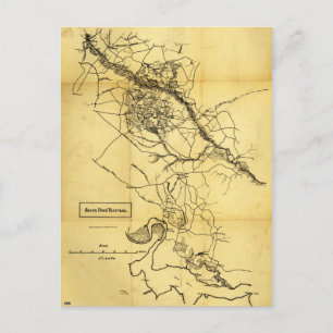 Postale Carte des batailles de sept jours de la guerre civ