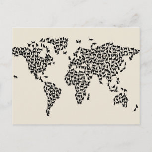 Postale Carte des chats de la carte du monde