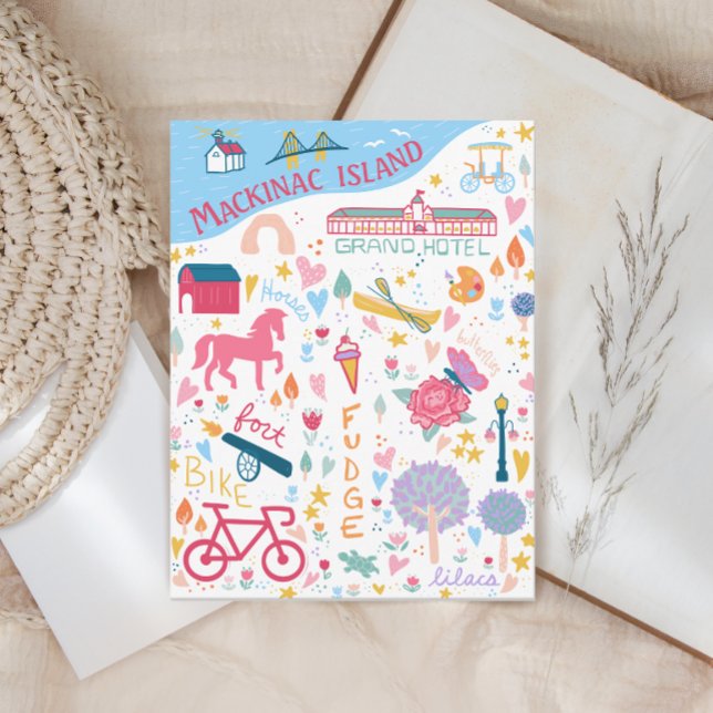 Postale Carte des choses préférées de l'île de Mackinac Mi (Créateur téléchargé)