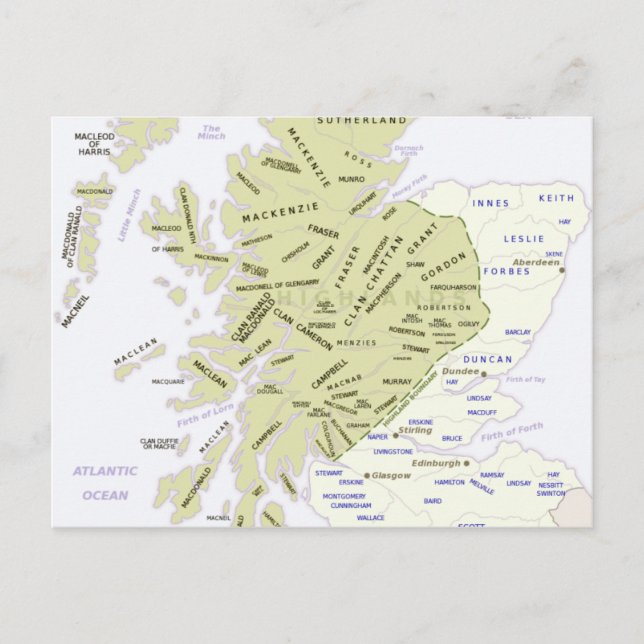 Postale Carte des clans écossais (Devant)