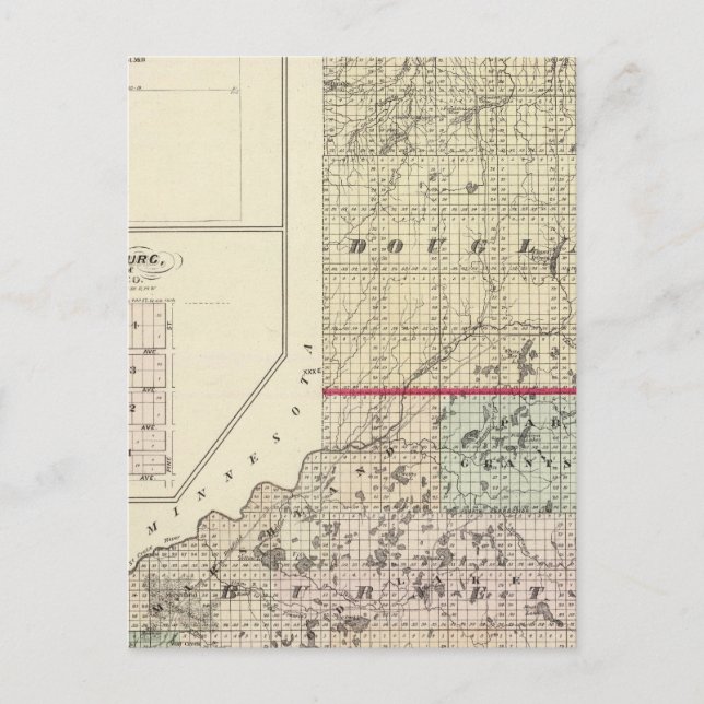 Postale Carte des comtés de Douglas et de Burnett (Devant)