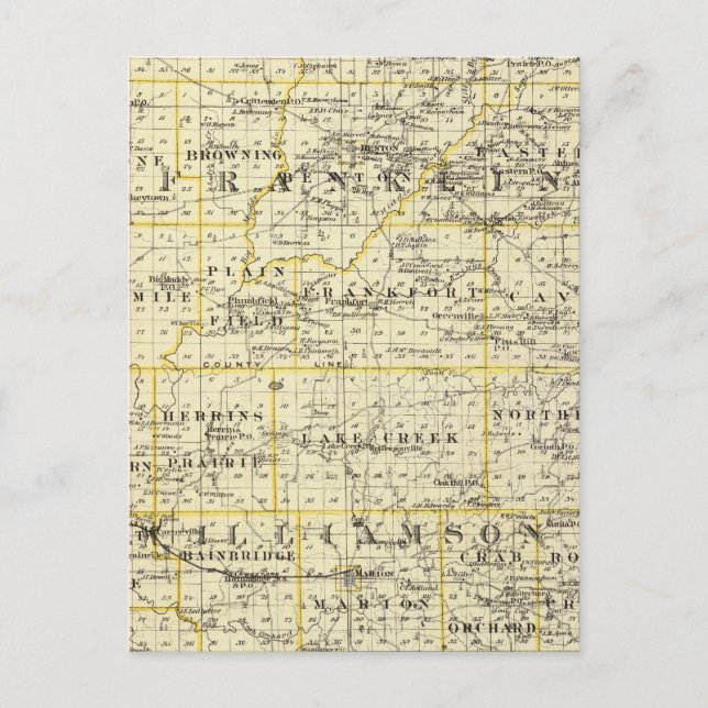 Postale Carte des comtés de Franklin et Williamson (Devant)
