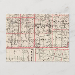 Postale Carte des comtés de Richland & Lawrence