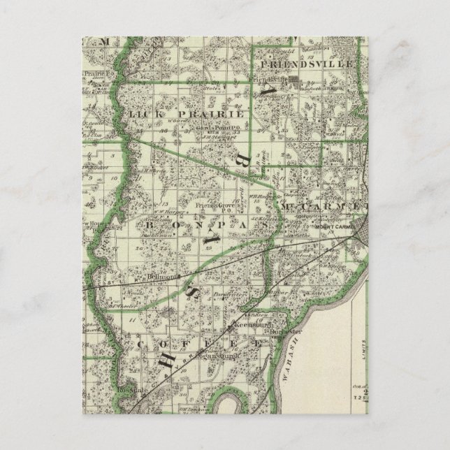 Postale Carte des comtés d'Edwards & Wabash et d'Albion (Devant)